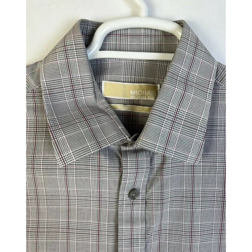 Michael Kors Button Down Shirt Men's Large 16 32/33 Gray Plaid